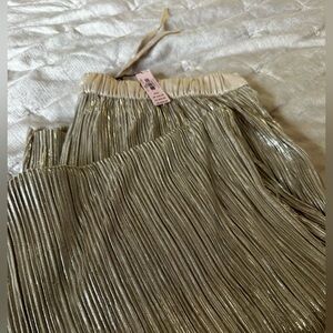 Victoria’s Secret silky pajama pants Elegant Gold Pleated Skirt M